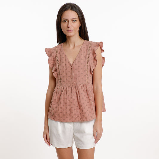 Blouse romantique sans manches à volants CERINE de Artlove 70414