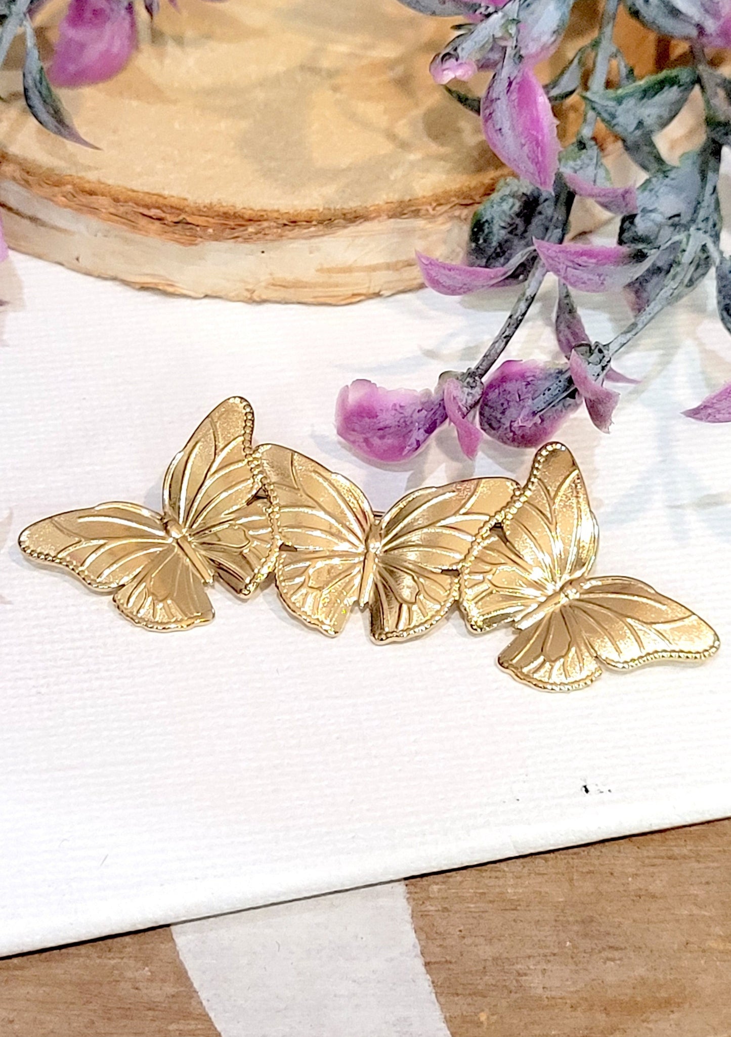 Broche en acier inoxydable Papillons Mile Mila