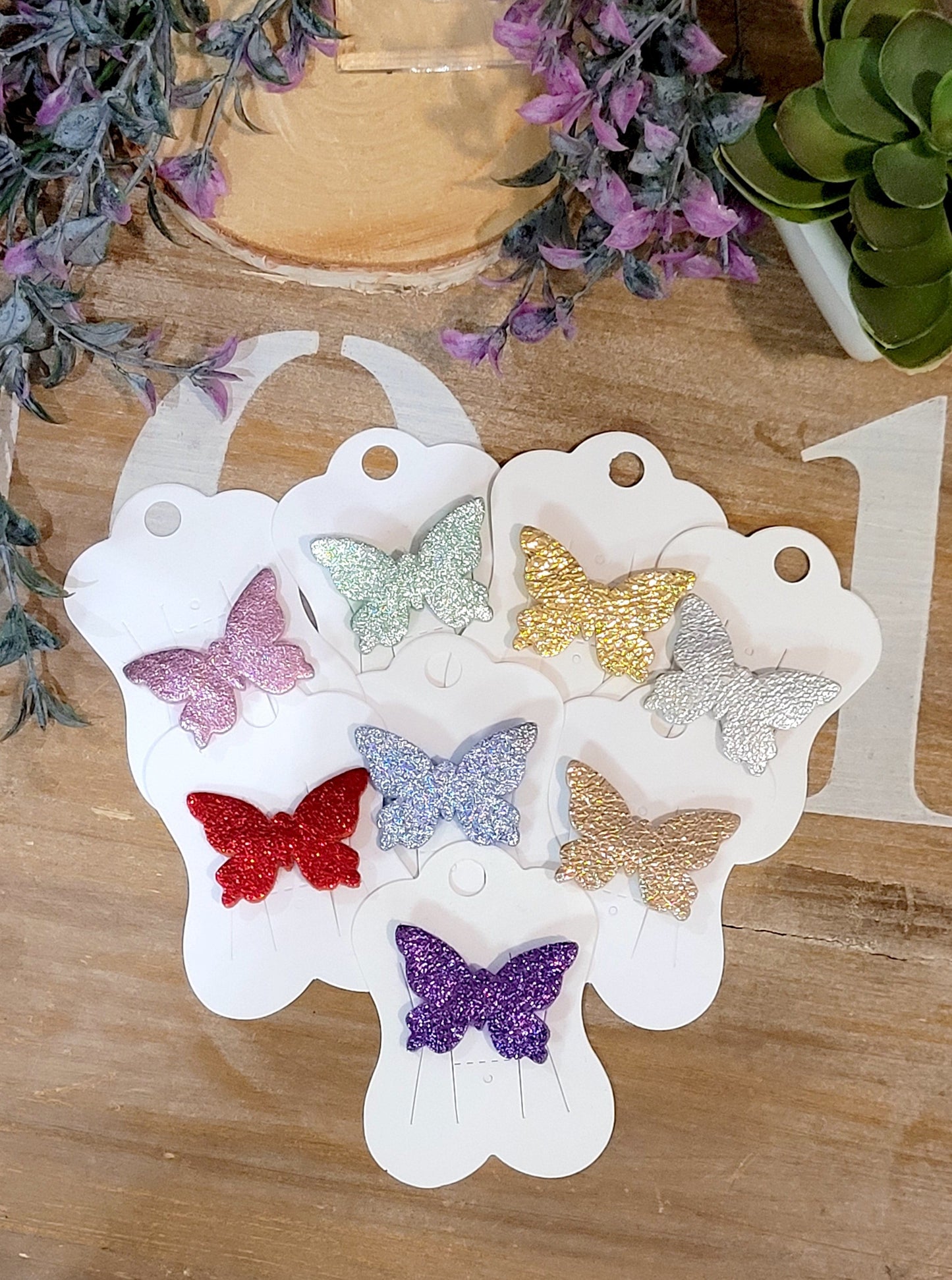 Ensemble de coloris des broches Papillons en Cuir Irisé Les Cleias