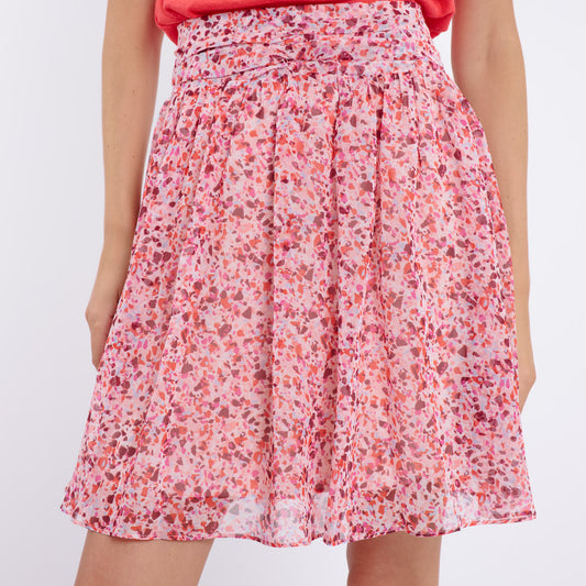 Jupe courte fluide imprimé rose Elyne de Artlove