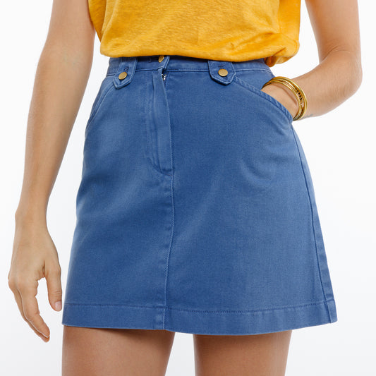 Jupe courte droite bleu Ellynn
