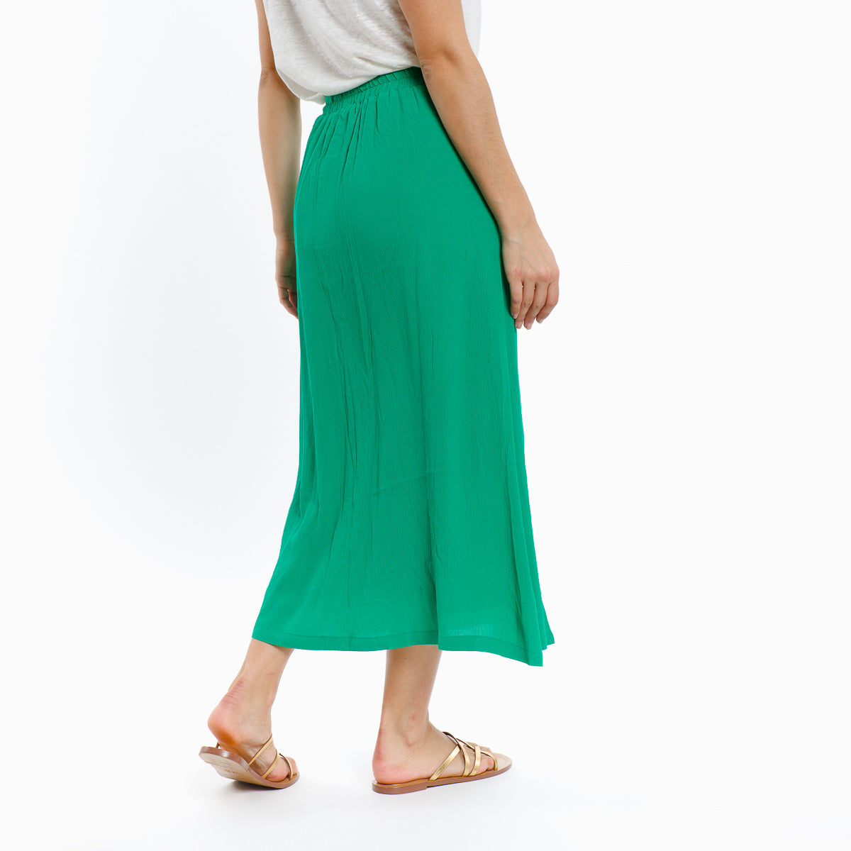 Vue du dos de la jupe longue et ample vert Asena de Artlove