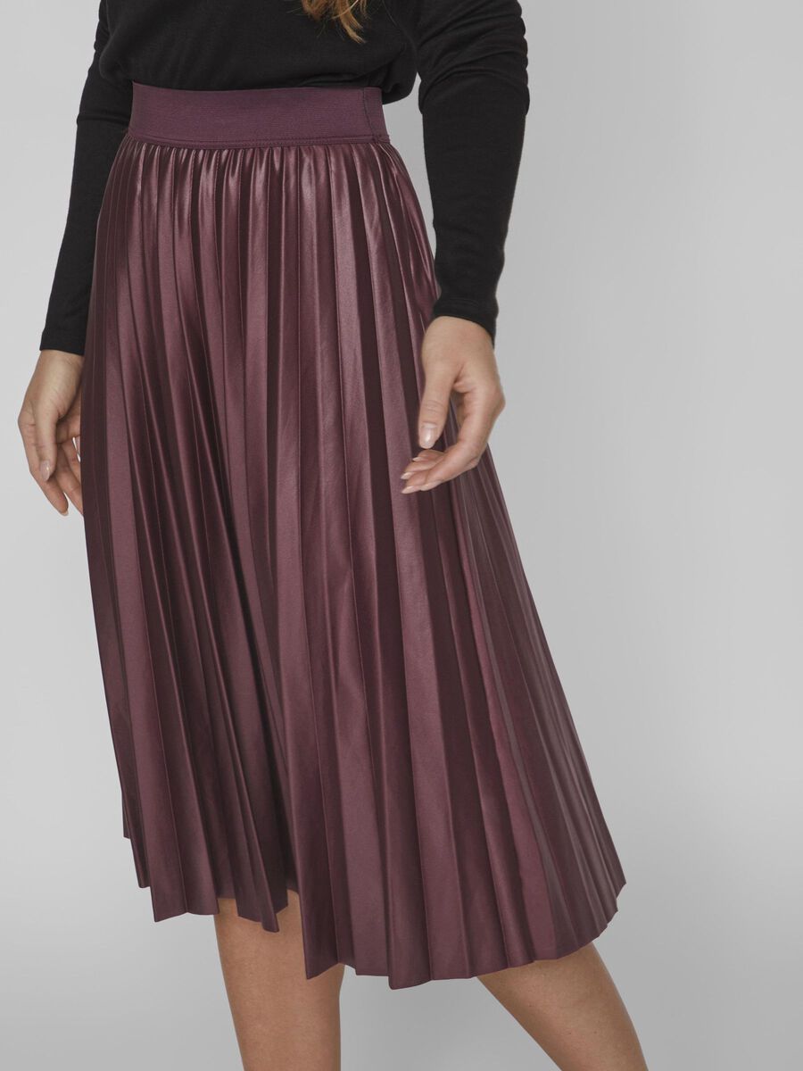 Jupe longueur midi à plis soleil lie de vin Vinitban de Vila