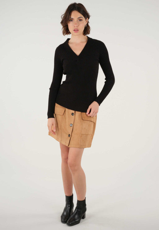 Look porté du pull cotelé d'hiver Aliona de Deeluxe