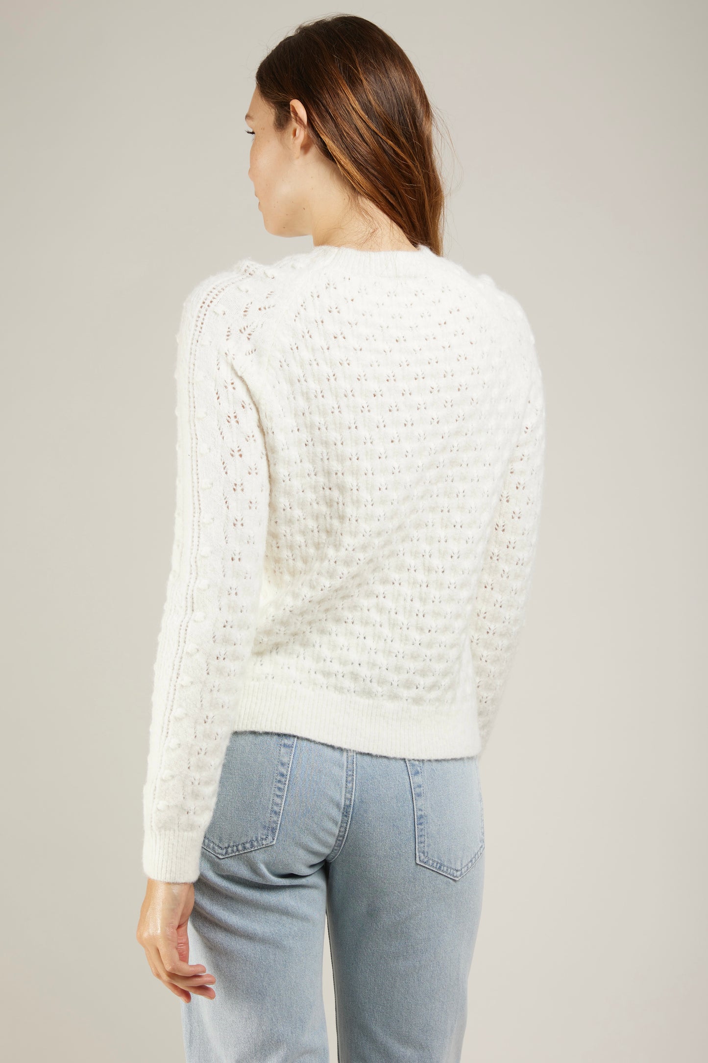 Dos du pull Ajusté tricot fantaisie crème Prissie de Andy & Lucy