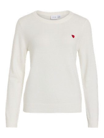 Pull encolure ronde coeur rouge brodé poitrine VIRIL de Vila