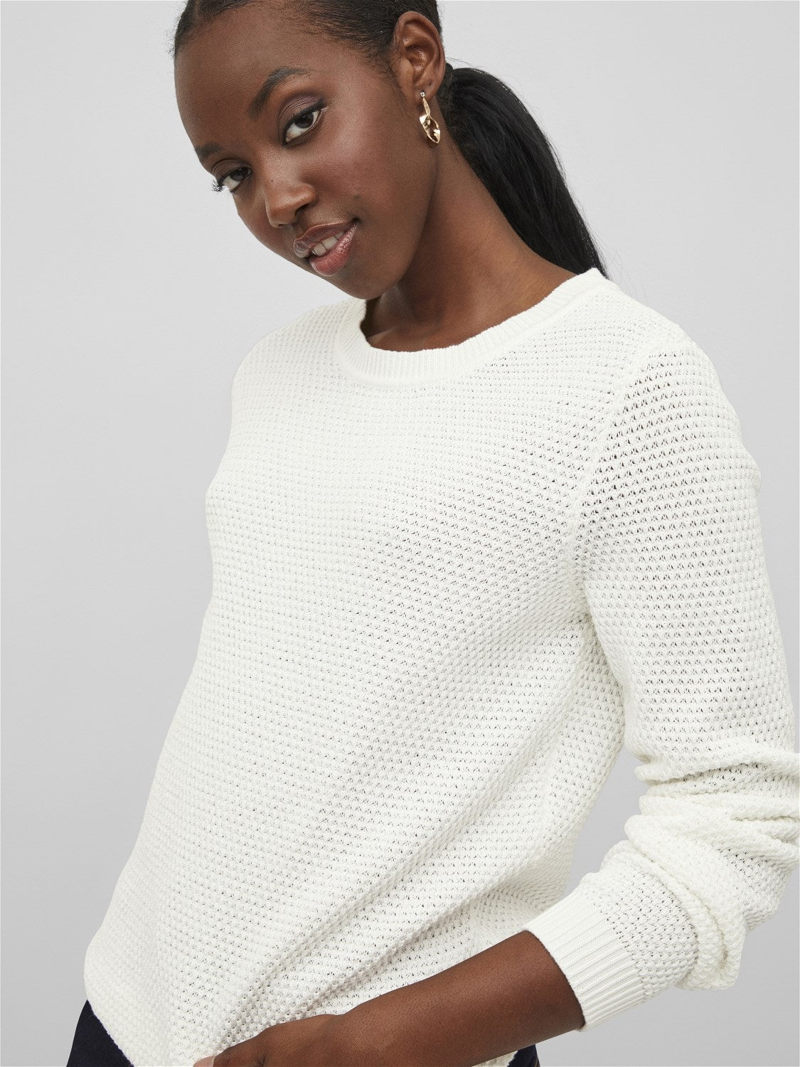 Pull en nid d'abeille blanc Vidalo