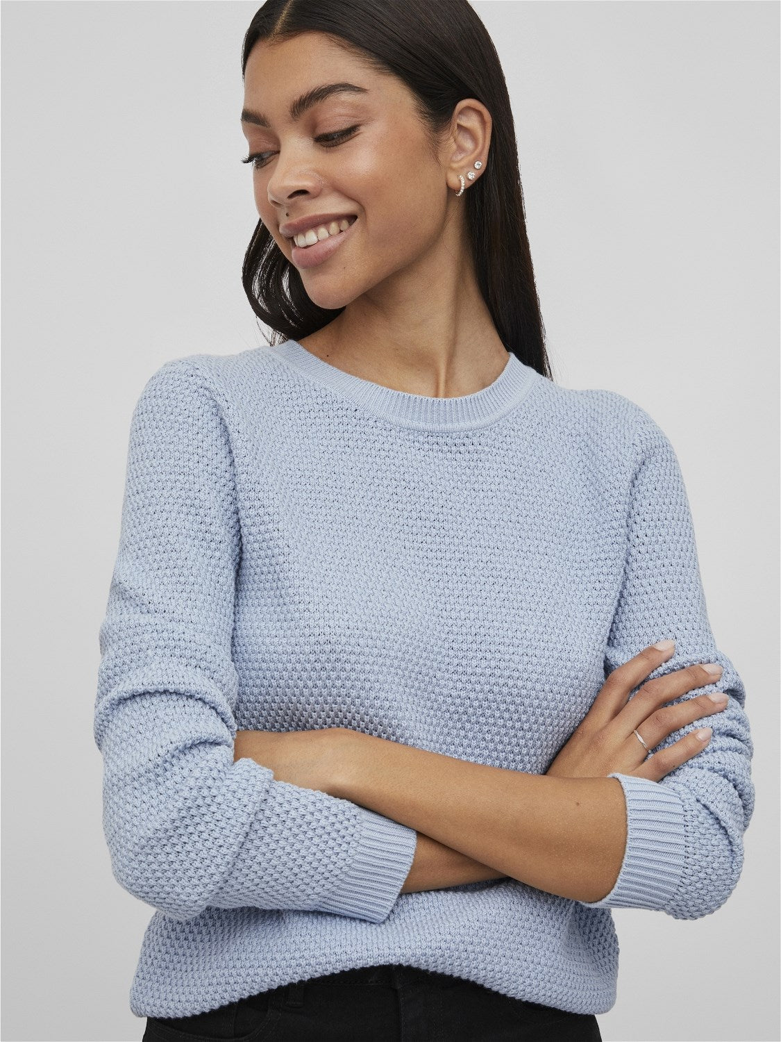 Pull bleu ciel col rond Vidalo