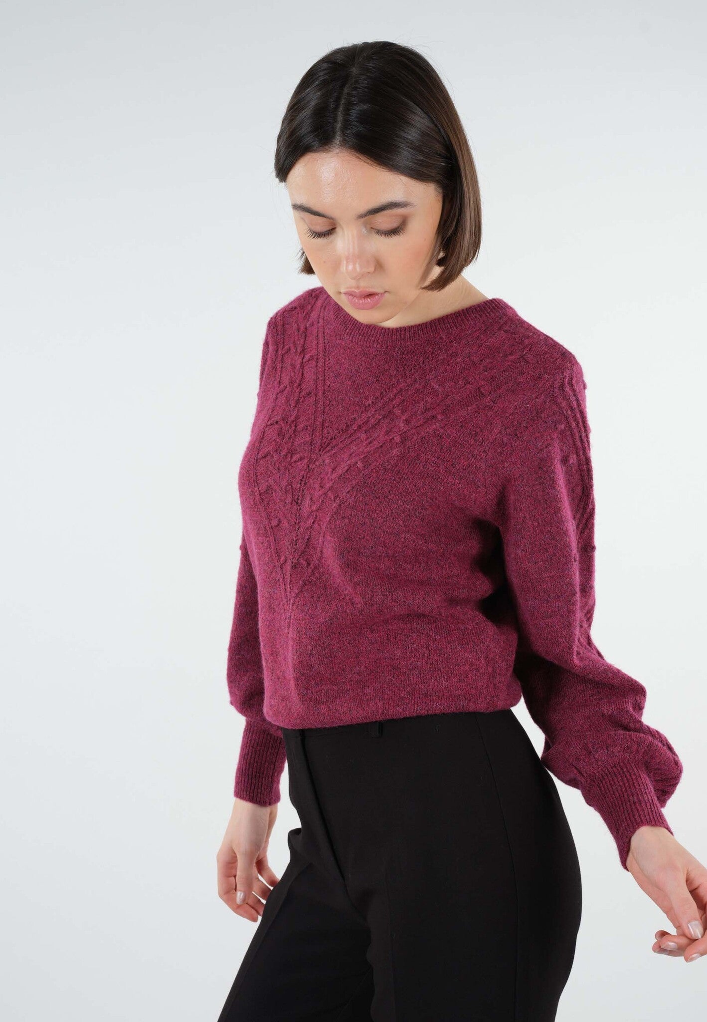 Pull en maille col rond berry Aurora de Deeluxe