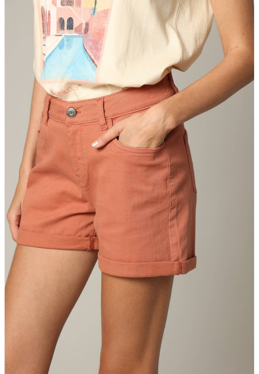 Short court en coton terracota CERISE de Deeluxe