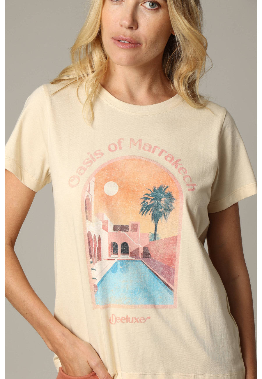 Tshirt Col rond beige Visuel Marrakech RIAD Deeluxe