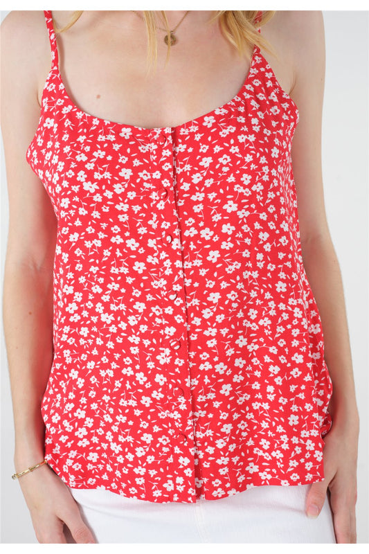 débardeur imprimé fleurs rouge MALA de Deeluxe