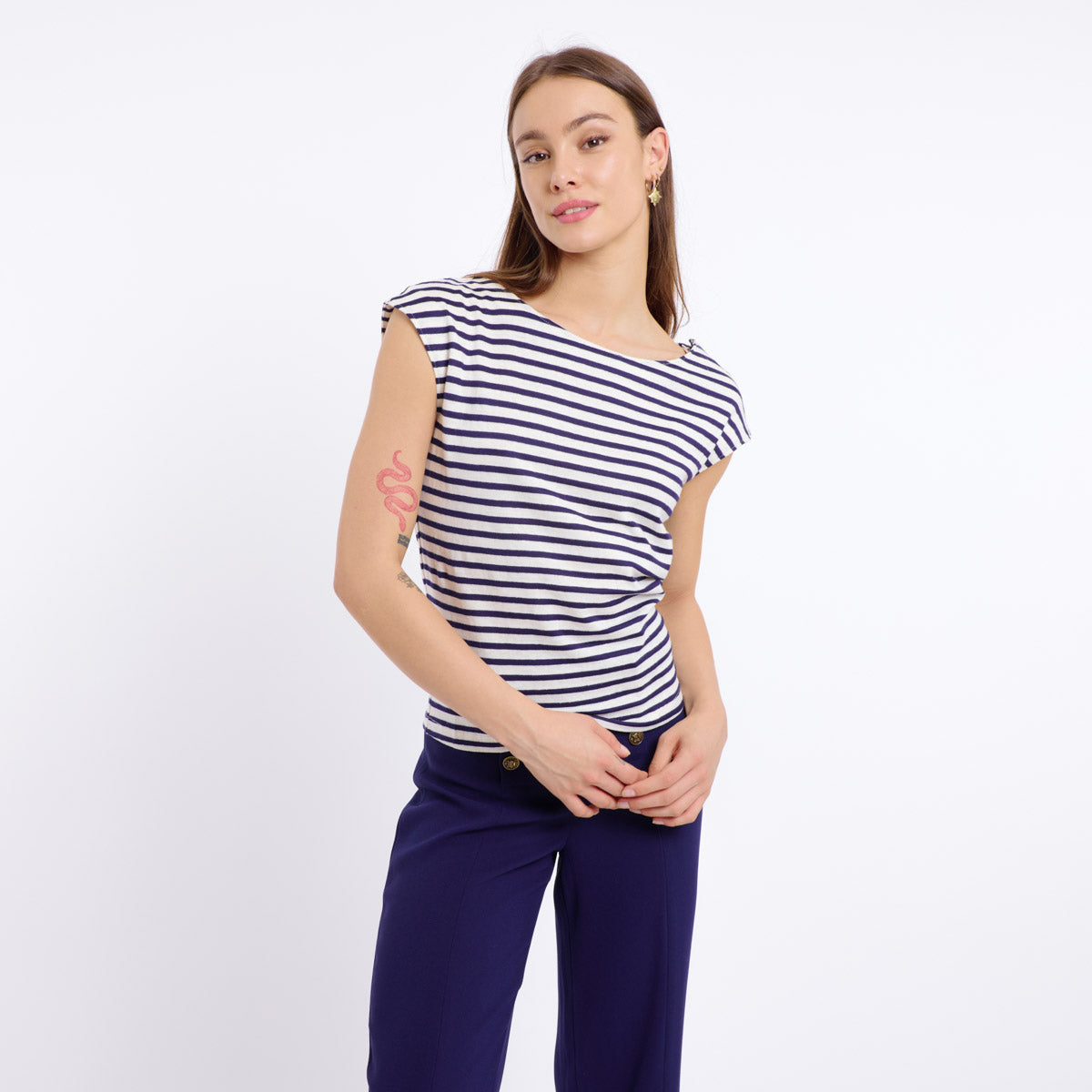 Tee-shirt rayé marine col rond Anne-Charlotte Artlove 70205