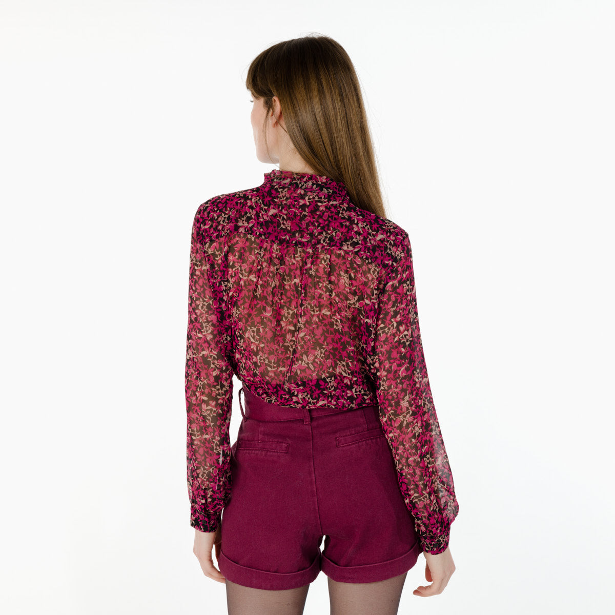 Vue de dos de la Blouse Michaella imprimé floral Chhery de chez Artlove