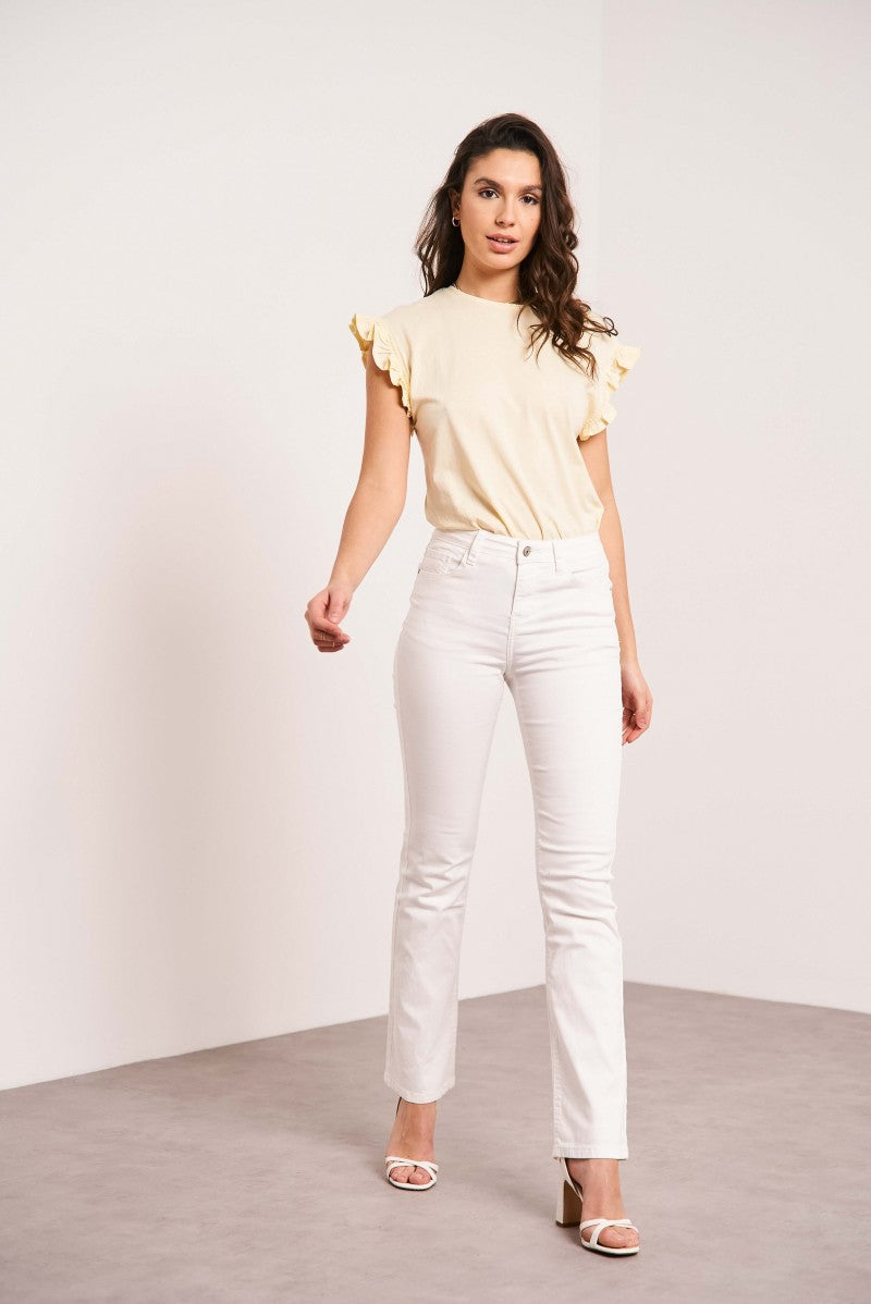 Jean bootcut blanc Bella de Oraije