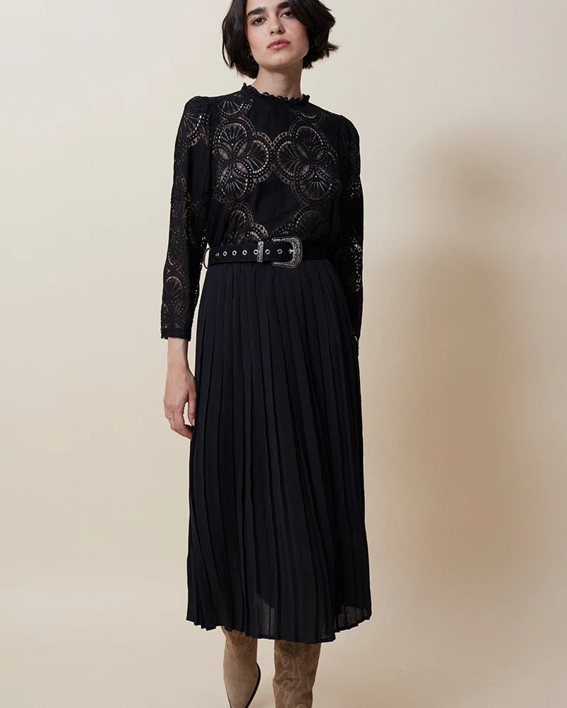 Jupe longue plissée noire Gennifer de Grace and Mila