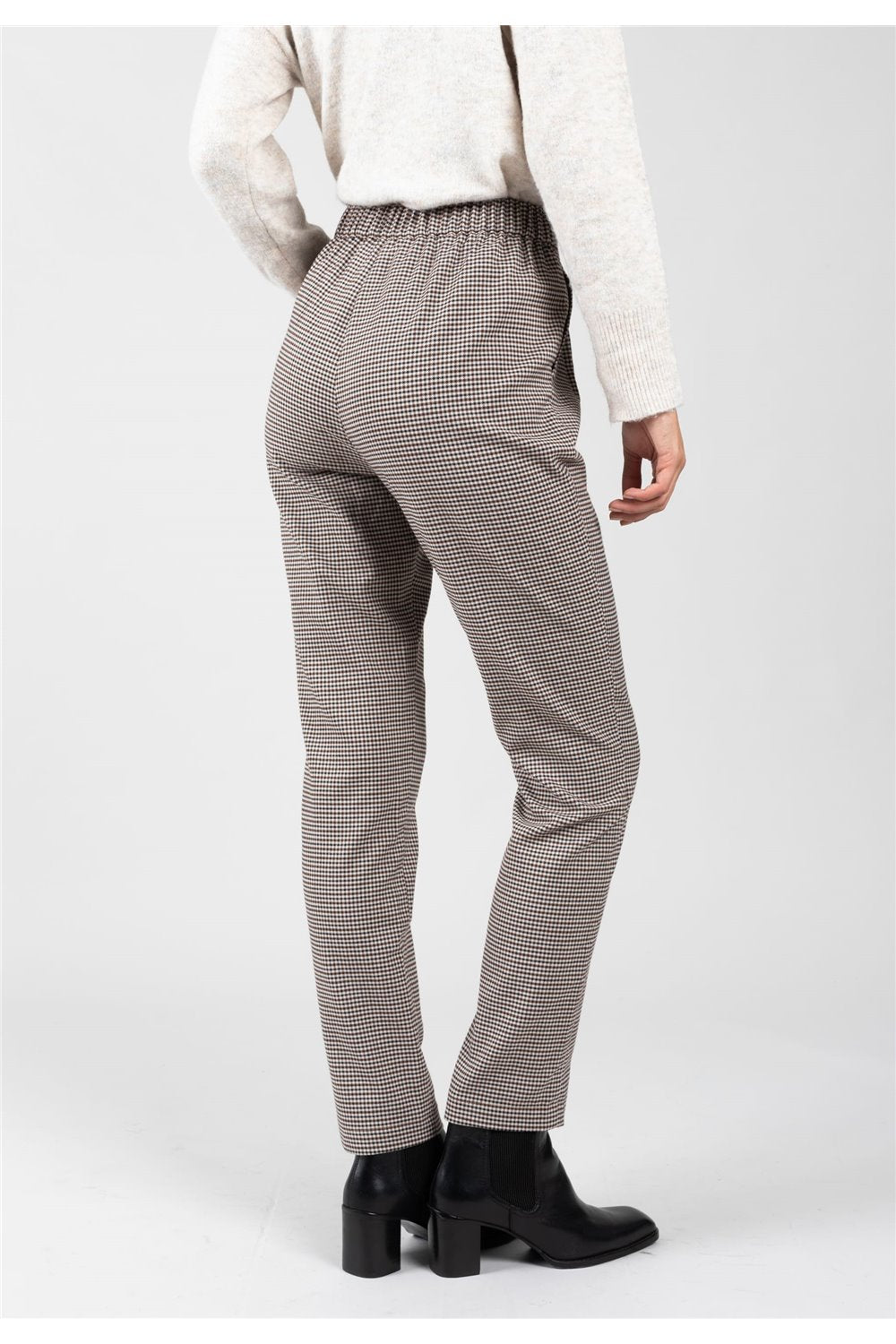 Vue du dos du pantalon droit imprimé pied de poule Deeluxe