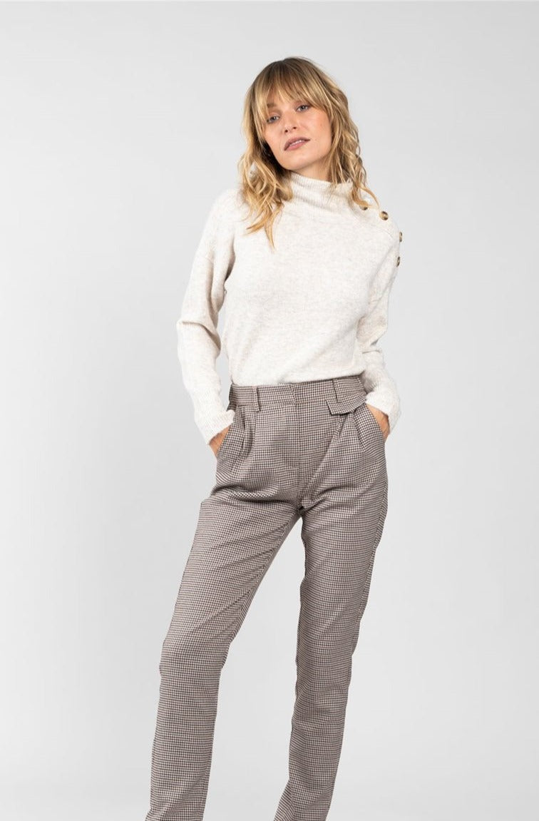 Pantalon droit pied de poule Deeluxe