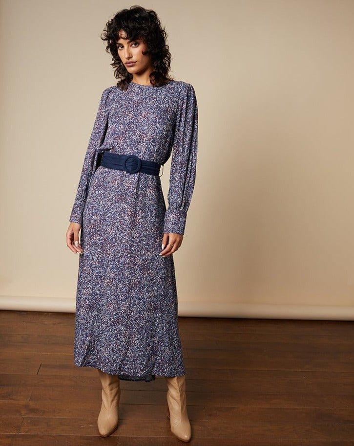 Robe Helga imprimé marine et bordeaux Grace&Mila