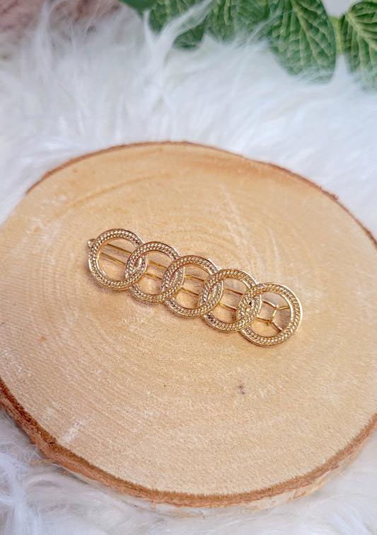 Barrette fantaisie en acier inoxydable en forme de 5 anneaux entrelaces Mile_Mila