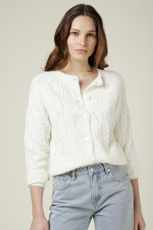 Gilet déboutonné à l'encolure coloris cream Pandora de Andy & Lucy