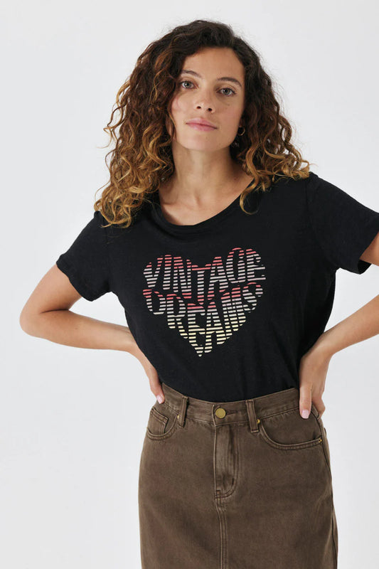 T-shirt noir glam rock encolure ronde BRITANY de Artlove