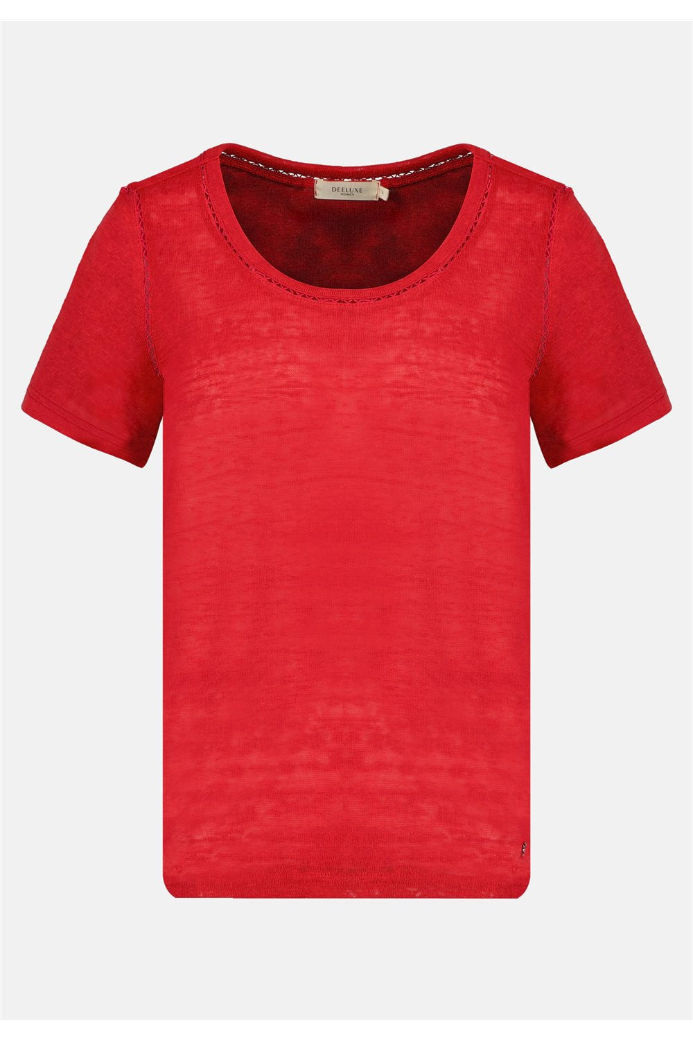 T-shirt rouge façon lin avec détails ajustés Deeluxe, vue de face 